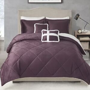 True North Ultra Mink To Sherpa 5 Piece KING Comforter Set PLUM